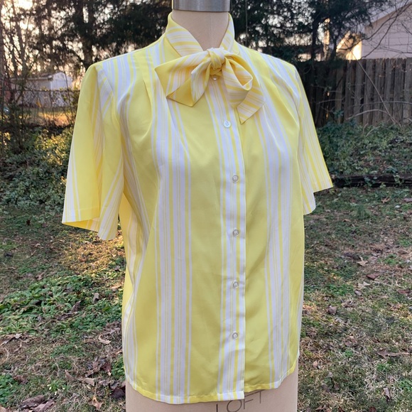 Vintage Stripe Blouse with Neck Bow - Picture 6 of 13